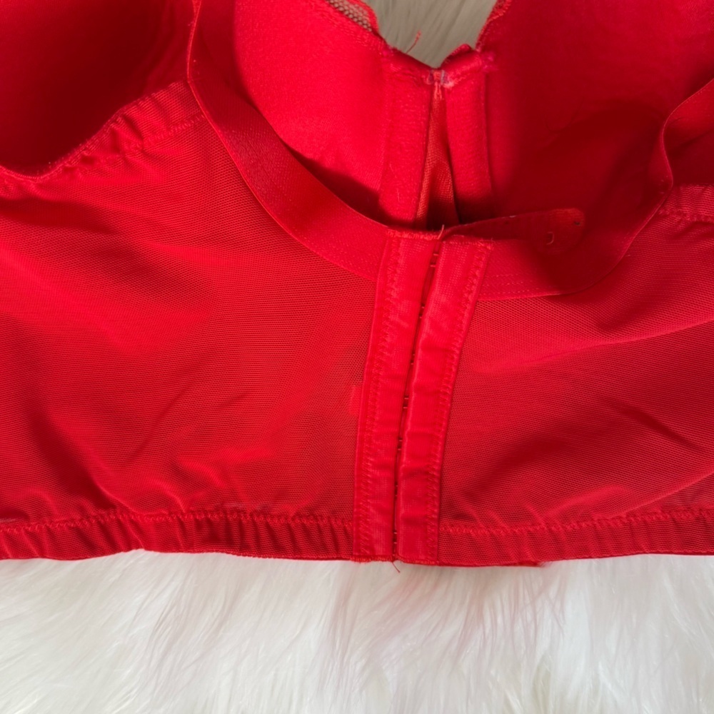 Cacique Long Line Heart Detail Red Lace Women's Corset Inspired Bra Top 44DD - Picture 6 of 7